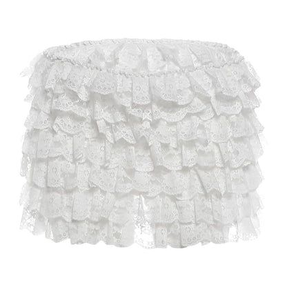 Plain Crop Corset Tube Top / Mid Rise Tiered Lace Mini Pencil Skirt