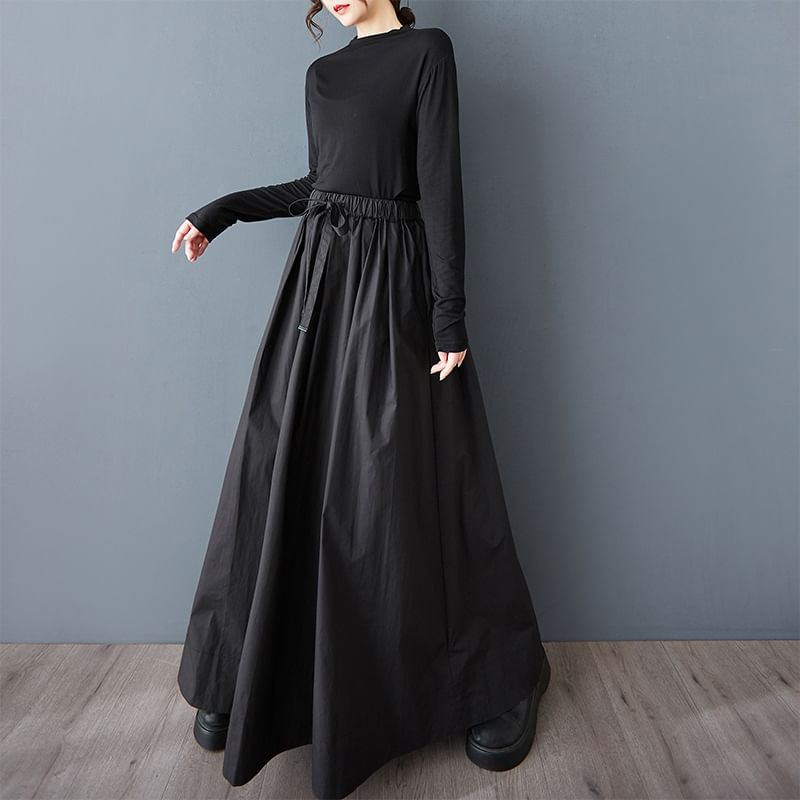 High Waist Midi A-Line Skirt