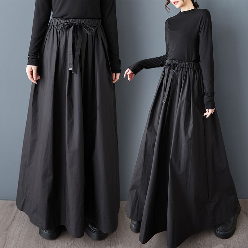 High Waist Midi A-Line Skirt