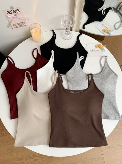 Plain Lace Panel Camisole Top