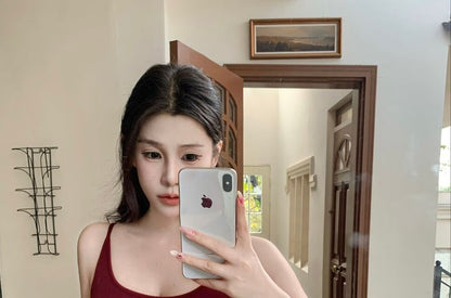 Plain Lace Panel Camisole Top