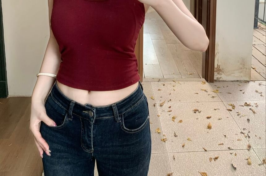 Plain Lace Panel Camisole Top