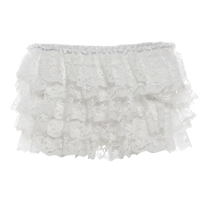 V Neck Lace Panel Slim-Fit Tank Top / Low Waist Lace Layering Mini Skirt