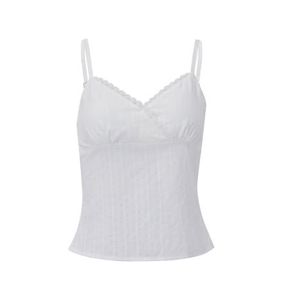 V-Neck Lace-Trim Striped Camisole Top
