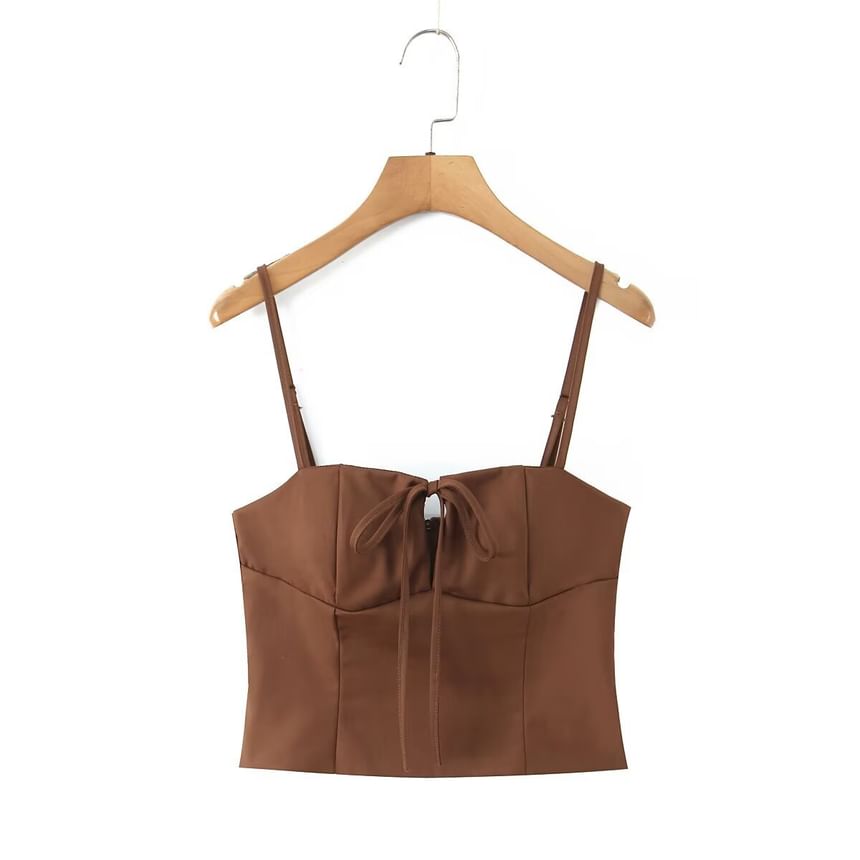 Plain Tie Front Camisole Top / Mid Rise Frill Lace Up Mini A-Line Skirt