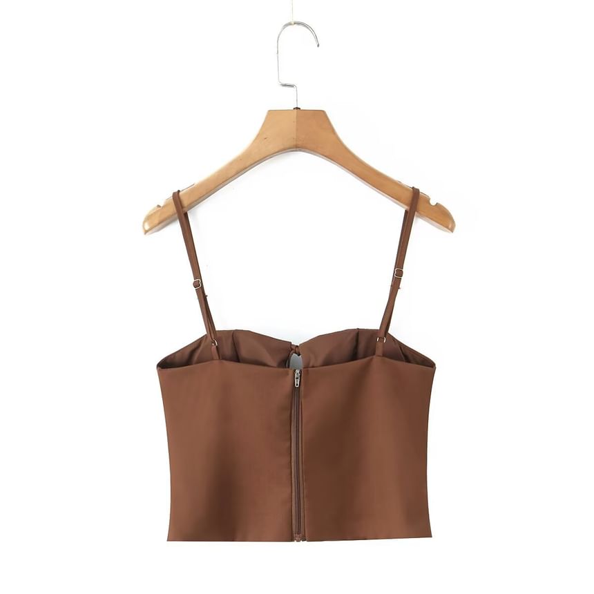 Plain Tie Front Camisole Top / Mid Rise Frill Lace Up Mini A-Line Skirt