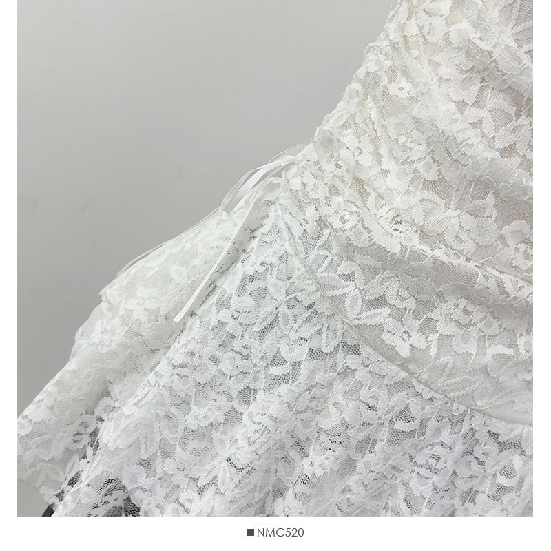 Plain Ruched Lace Tube Top