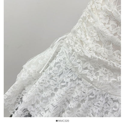 Plain Ruched Lace Tube Top
