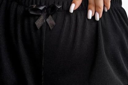 Set: Lace-Trim Ribbed Camisole Top + High Waist Shorts