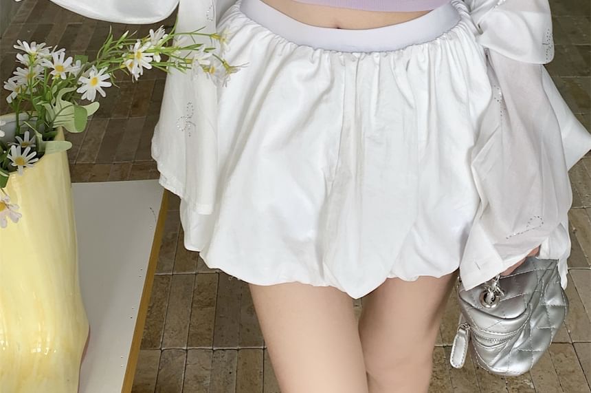 V-Neck Plain Mock Two Piece Panel Lace Crop Camisole Top