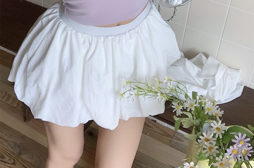 V-Neck Plain Mock Two Piece Panel Lace Crop Camisole Top