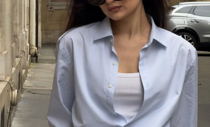 Long Sleeve Plain Loose-Fit Shirt