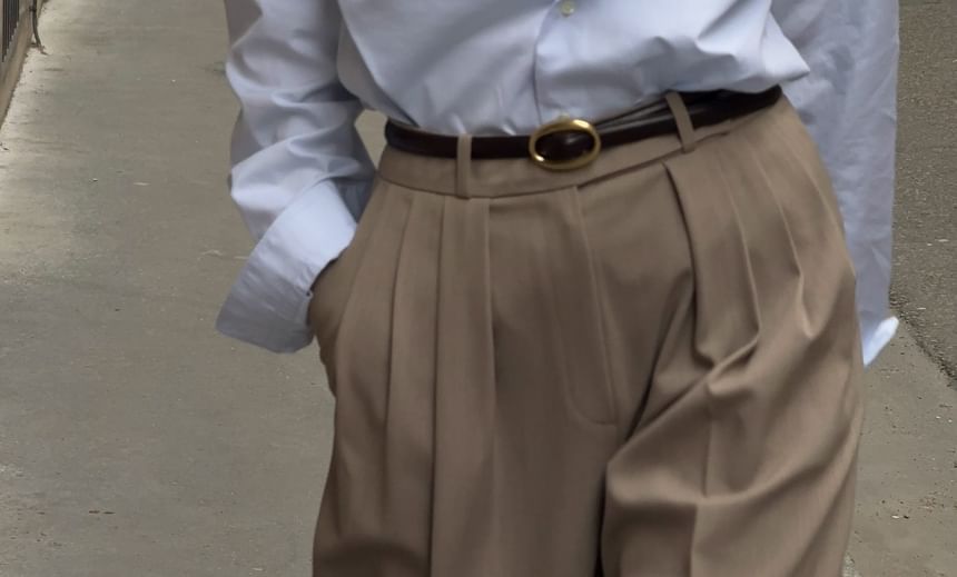 Long Sleeve Plain Loose-Fit Shirt