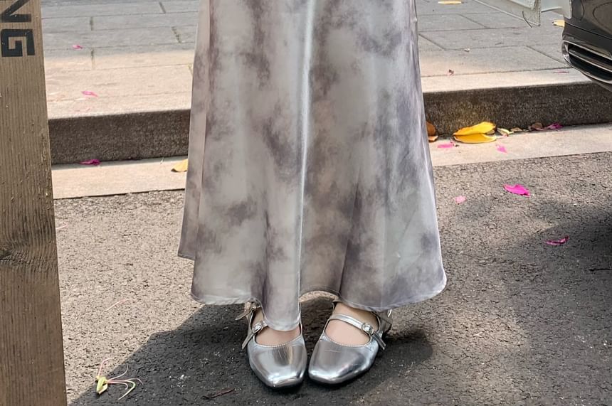High Waist Tie-Dyed Midi A-Line Skirt