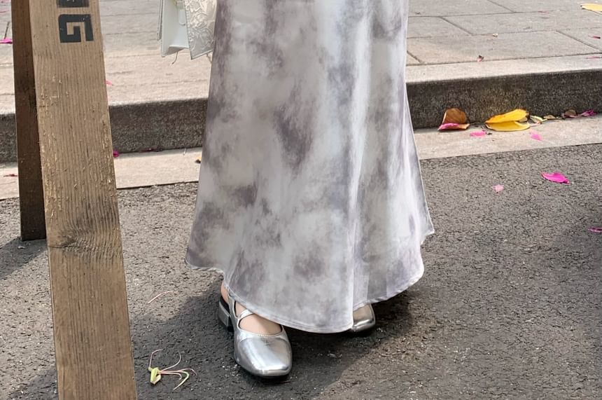High Waist Tie-Dyed Midi A-Line Skirt