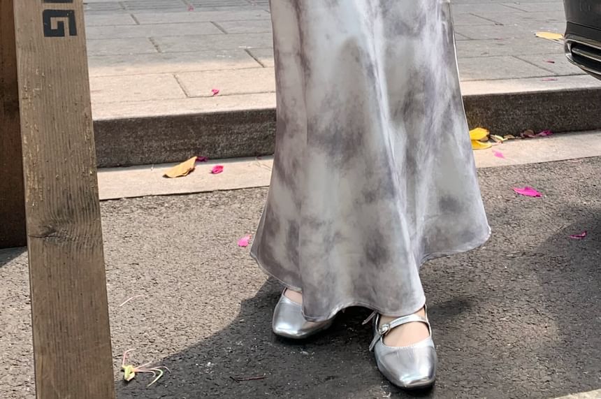 High Waist Tie-Dyed Midi A-Line Skirt