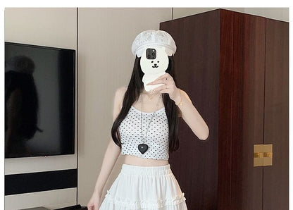 High Waist Plain Ruffled Mini A-Line Skirt