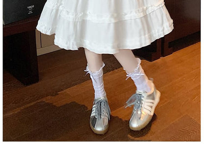 High Waist Plain Ruffled Mini A-Line Skirt