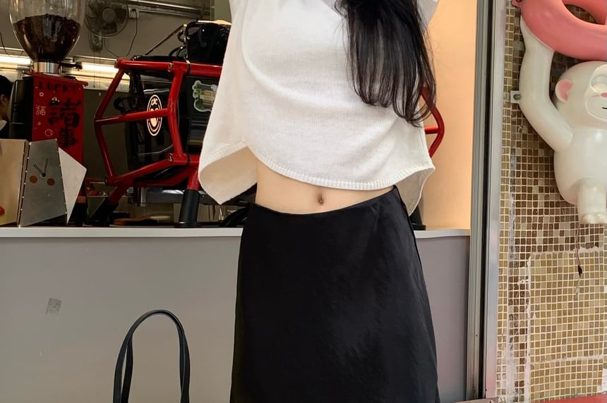 High Waist Plain Mini A-Line Skirt