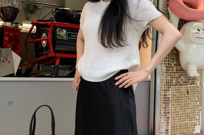 High Waist Plain Mini A-Line Skirt