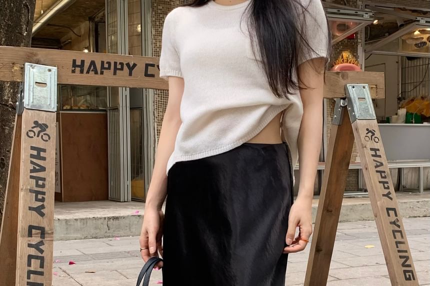 High Waist Plain Mini A-Line Skirt
