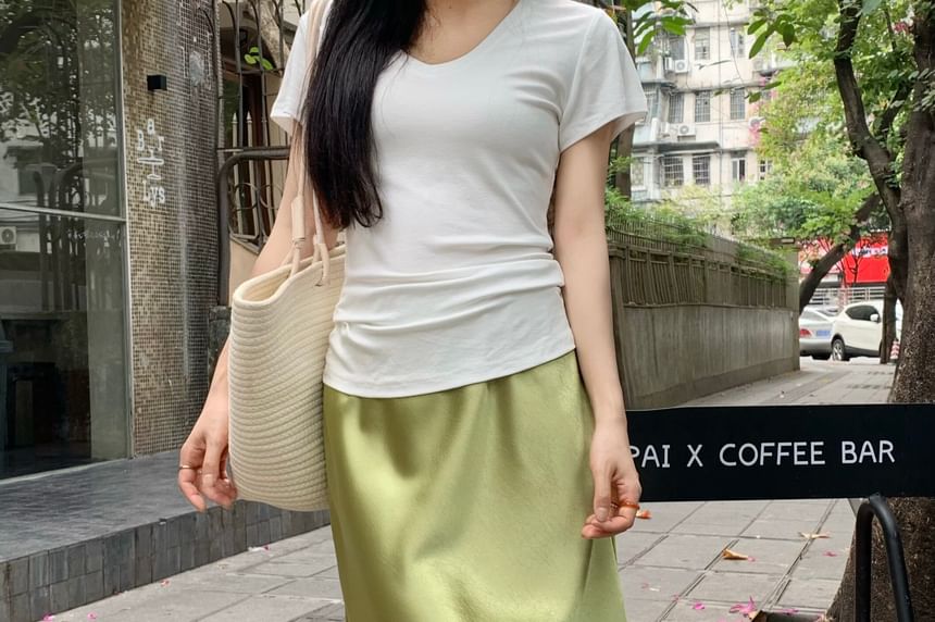 High Waist Plain Mini A-Line Skirt