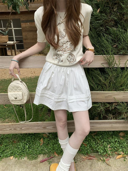 Mid Waist Plain Mini A-Line Skirt
