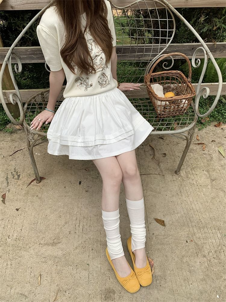 Mid Waist Plain Mini A-Line Skirt