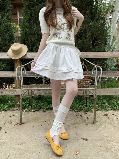 Mid Waist Plain Mini A-Line Skirt