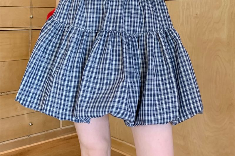 High Waist Plaid Mini A-Line Skirt
