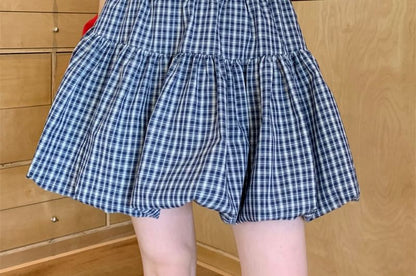 High Waist Plaid Mini A-Line Skirt