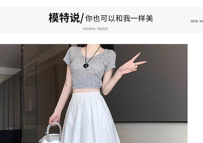 High Waist Plain Pleated A-Line Skirt