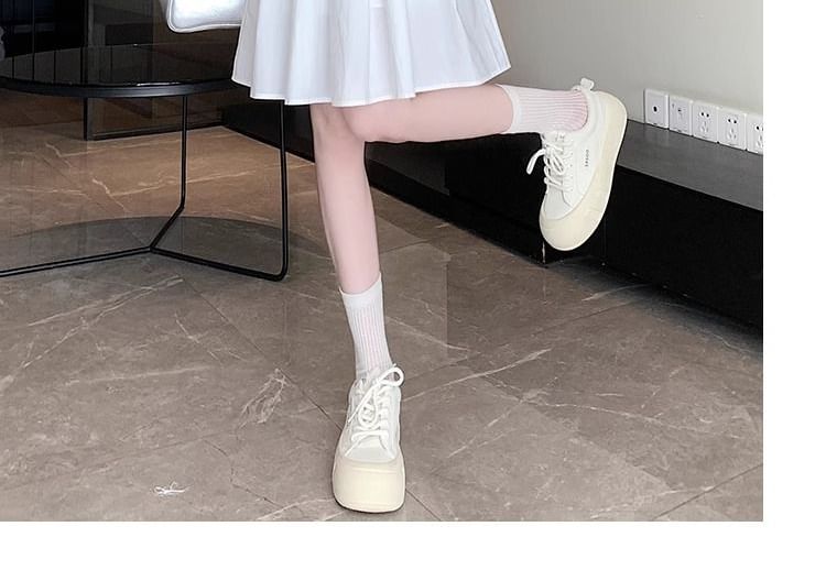 High Waist Plain Pleated A-Line Skirt