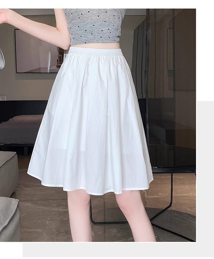 High Waist Plain Pleated A-Line Skirt