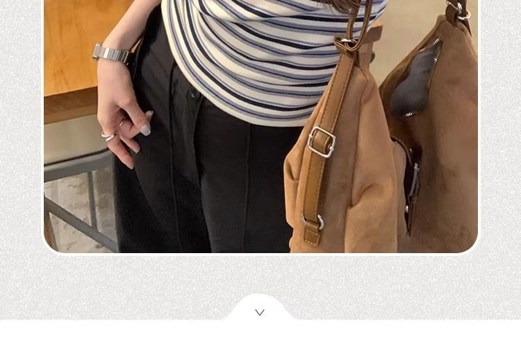 Crew-Neck Striped Short-Sleeve Fitted Tee