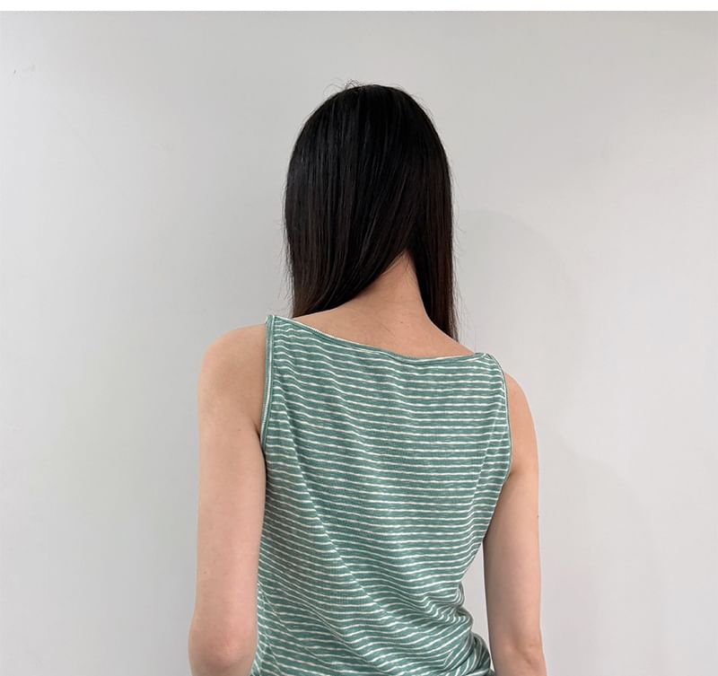 Sleeveless Round Neck Striped Top