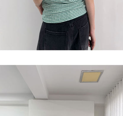 Sleeveless Round Neck Striped Top