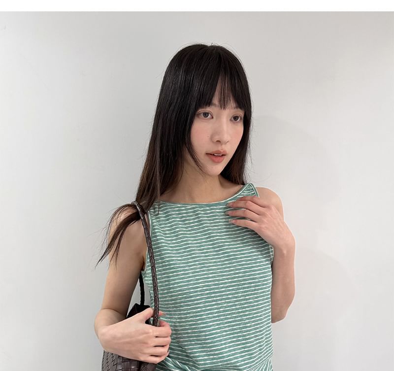 Sleeveless Round Neck Striped Top