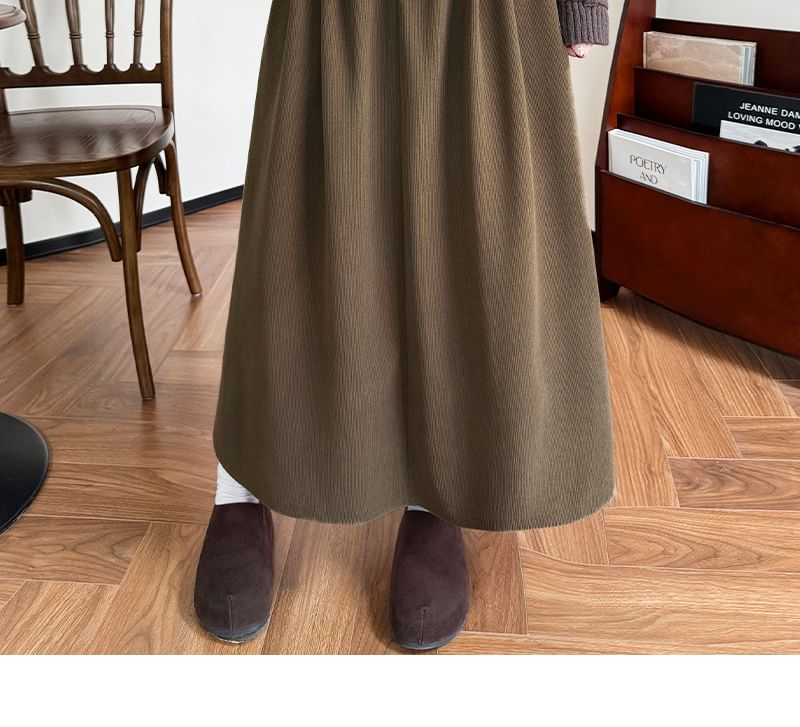 High Waist Corduroy Midi A-Line Skirt