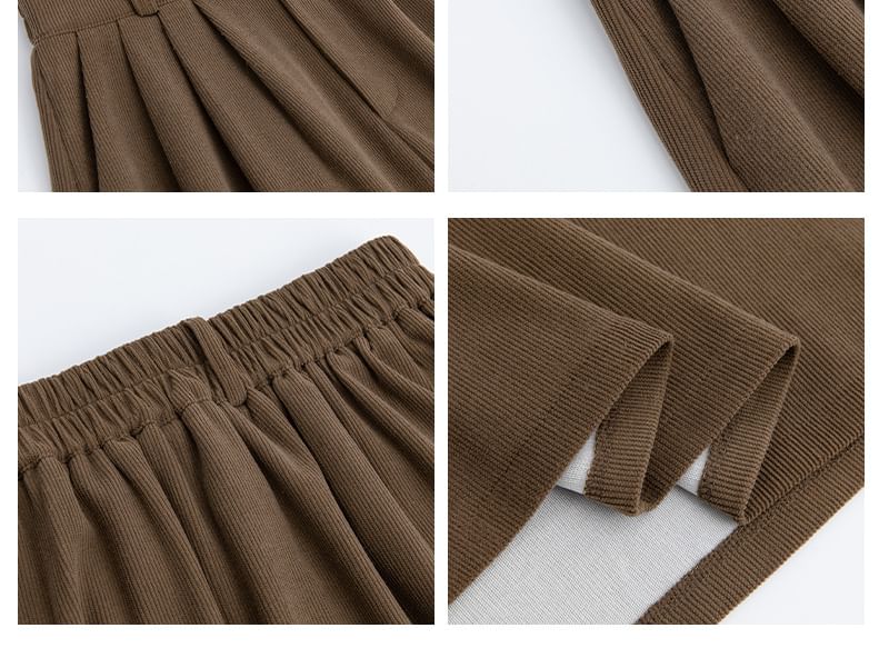 High Waist Corduroy Midi A-Line Skirt