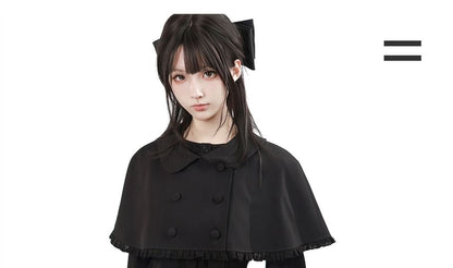 Long-Sleeve Band Collar Plain Blouse / Collared Plain Crop Cape / Mid Rise Plain Mini A-Line Skirt / Long-Sleeve Collared Plain Ruffle Trim Mini A-Line Dress