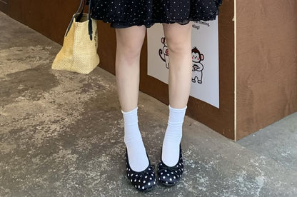 High Waist Micro Dotted Frill Tiered Mini A-Line Skirt