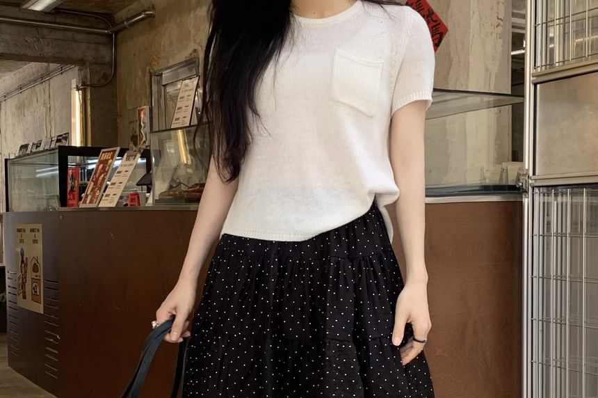 High Waist Micro Dotted Frill Tiered Mini A-Line Skirt