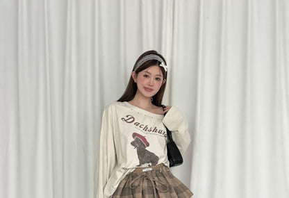 High Waist Plaid Overlay Tie Front Mini A-Line Skirt