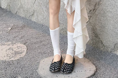 High Waist Plain Asymmetrical Ruffle Mini A-Line Skirt