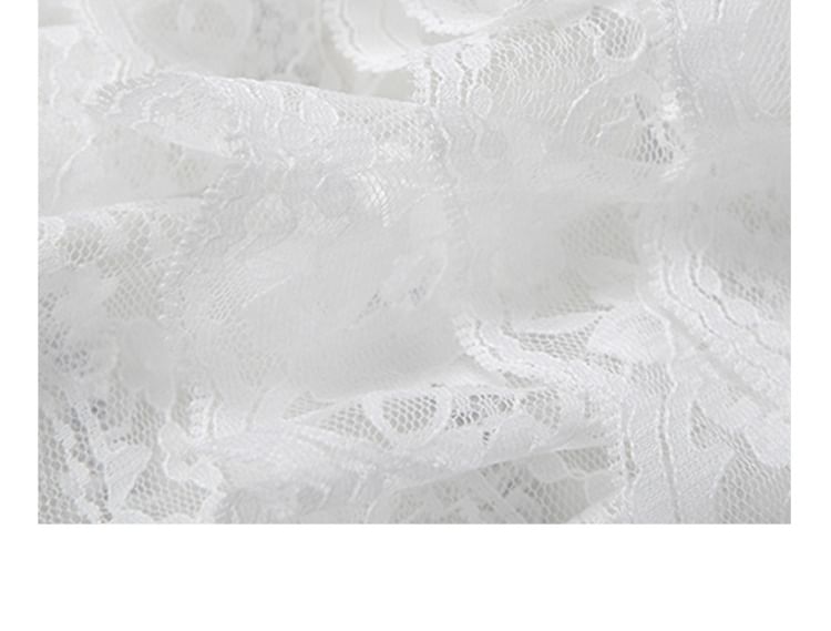 V-Neck Lace Panel Buttoned Crop Camisole Top / Low Rise Tiered Mini A-Line Skort