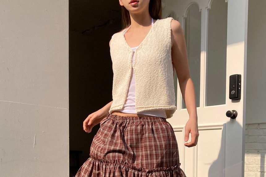 Low Waist Plaid Ruffled Mini A-Line Skirt