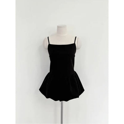Square Neck Plain Bubble Hem Peplum Camisole Top