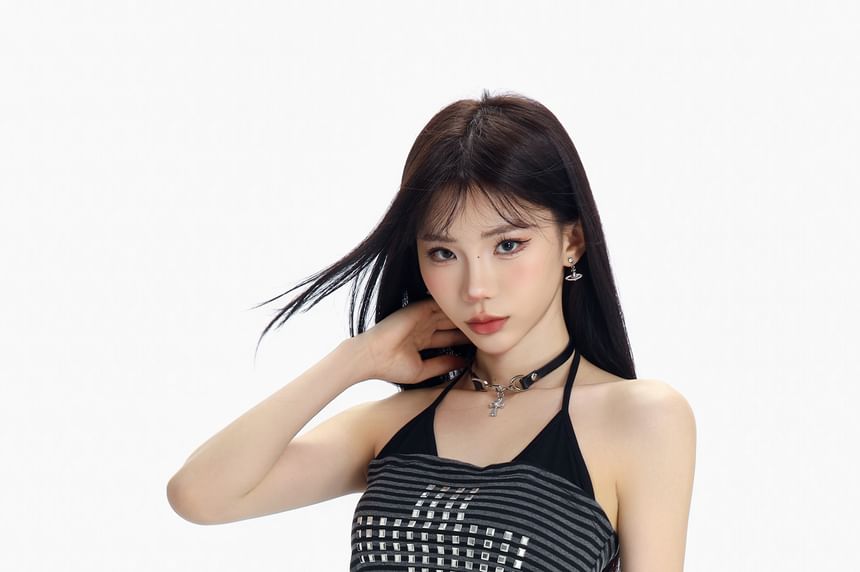 Striped Halter Crop Shirt with Matching Hot Shorts