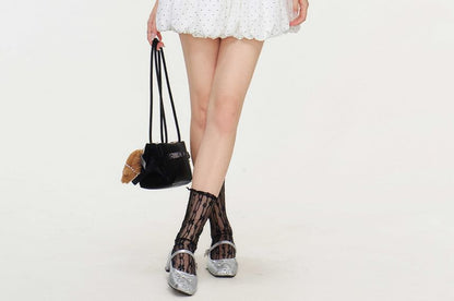 Square-Neck Dotted Panel Short-Sleeve Shirt